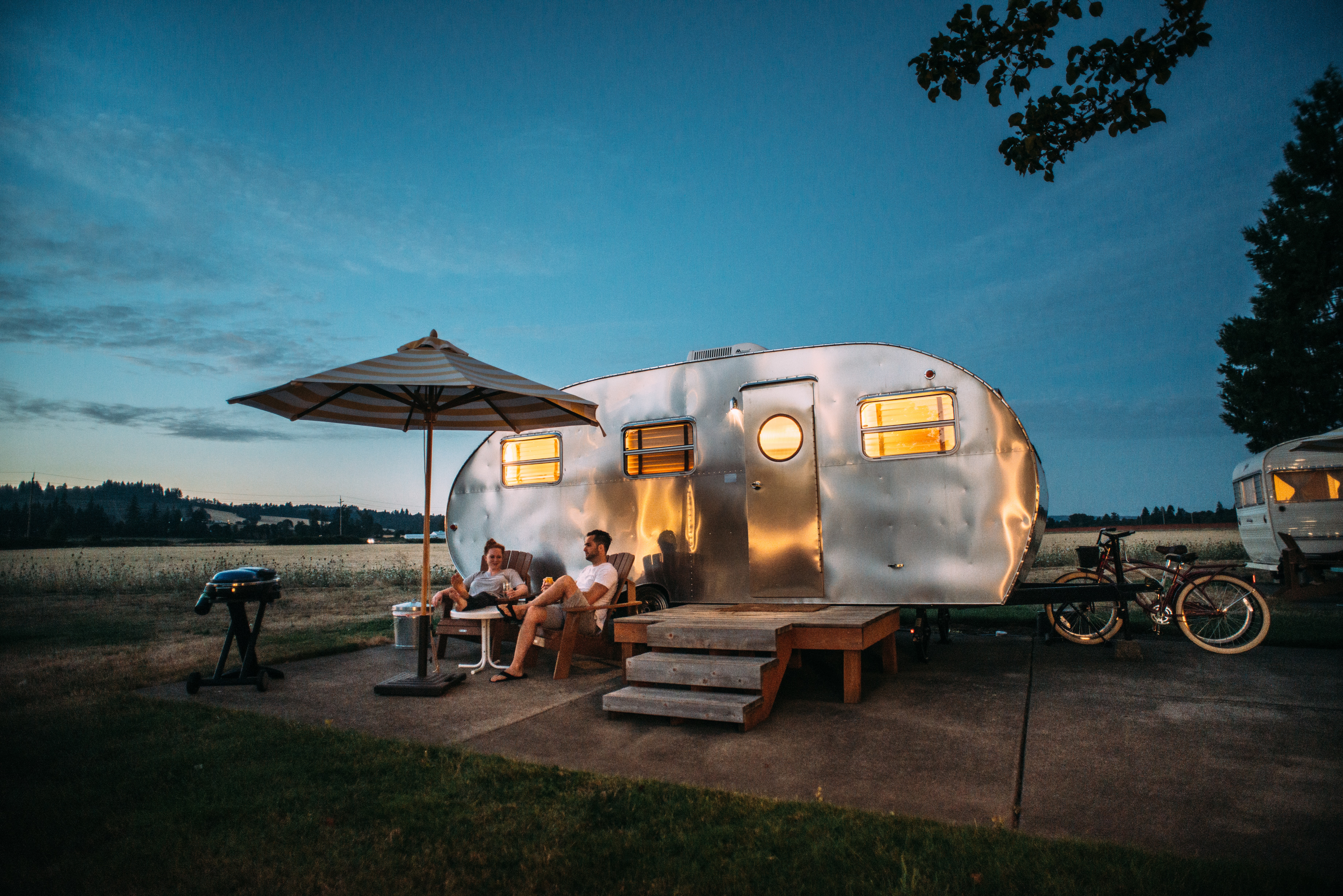 Couple with new tiny house